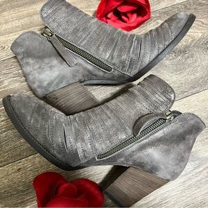 Paul Green Malibu Sliced Ankle Booties Earth Metallic Titanium Grey Size 3.5 (6)